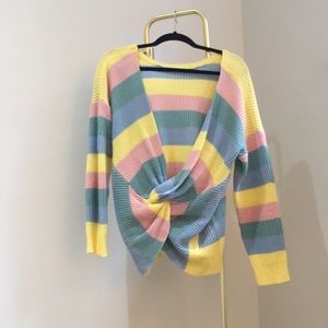 DESIGN LAB MULTI COLOR PASTEL SWEATER